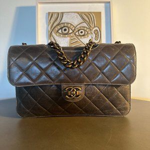 CHANEL - Jumbo Glazed Leather Perfect Edge Flap Bag